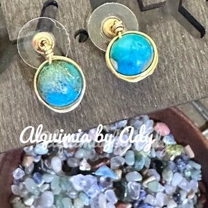 Alquimia Blue and Gold Statement turquoise Earrings